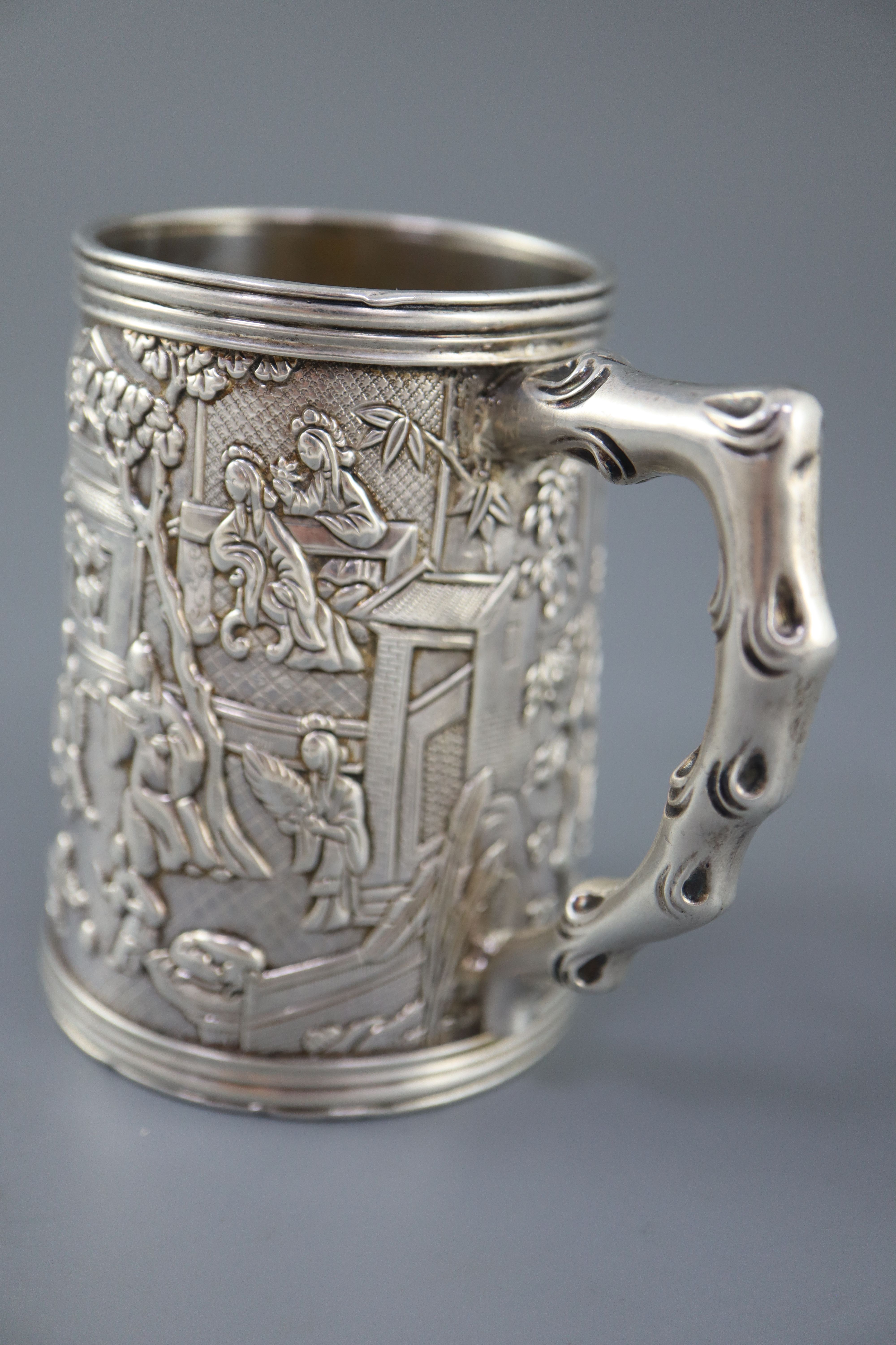 A 19th century Chinese Export silver mug, by Khecheong?,